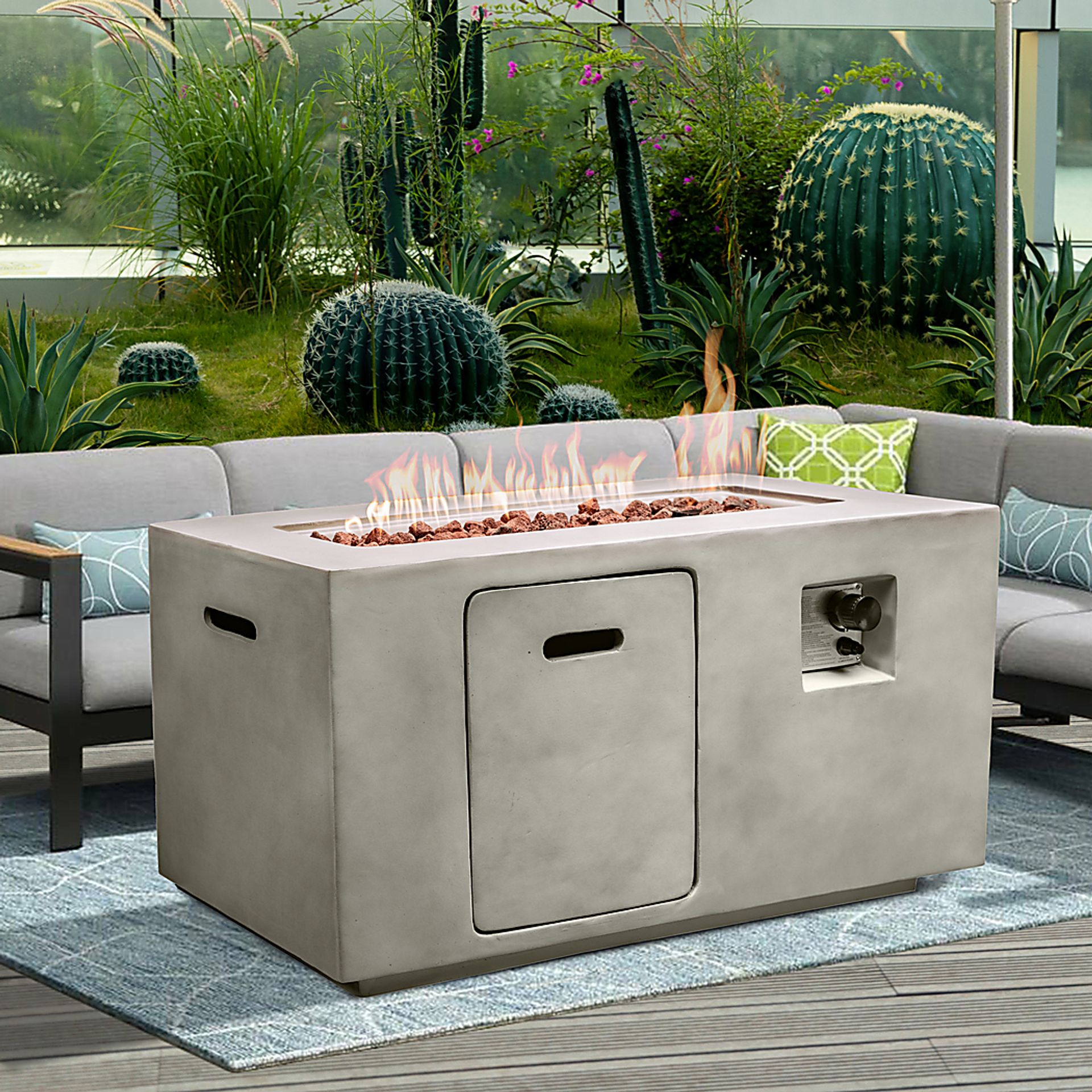 Outdoor Brushwood Gray Gas Fire Pit - Image 2