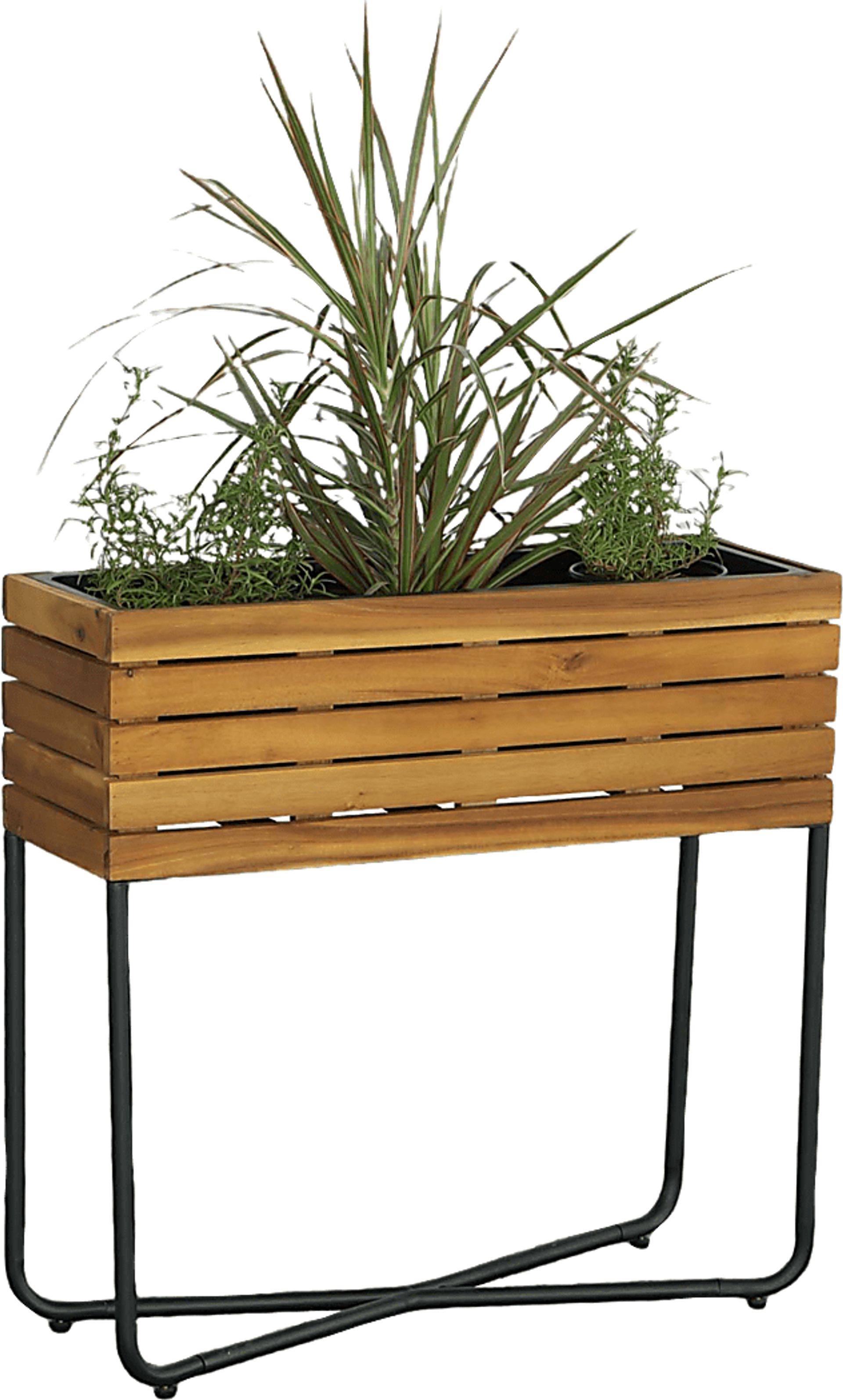 Outdoor Burgee Brown Rectangle Planter w/ Metal Legs - Image 2