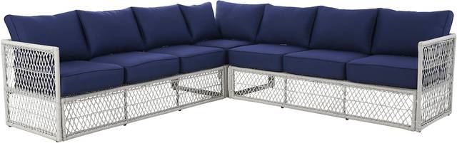Outdoor Burkholder Blue Sectional and Cocktail Table - Thumbnail - Image 3