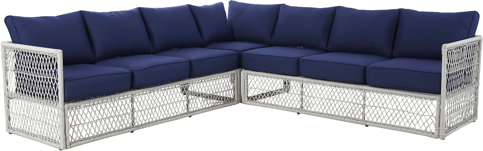 Outdoor Burkholder Blue Sectional and Cocktail Table - Image 3