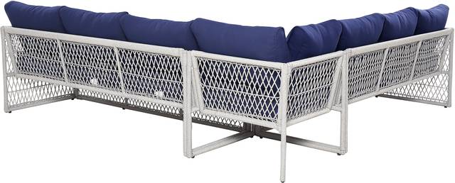 Outdoor Burkholder Blue Sectional and Cocktail Table - Thumbnail - Image 5