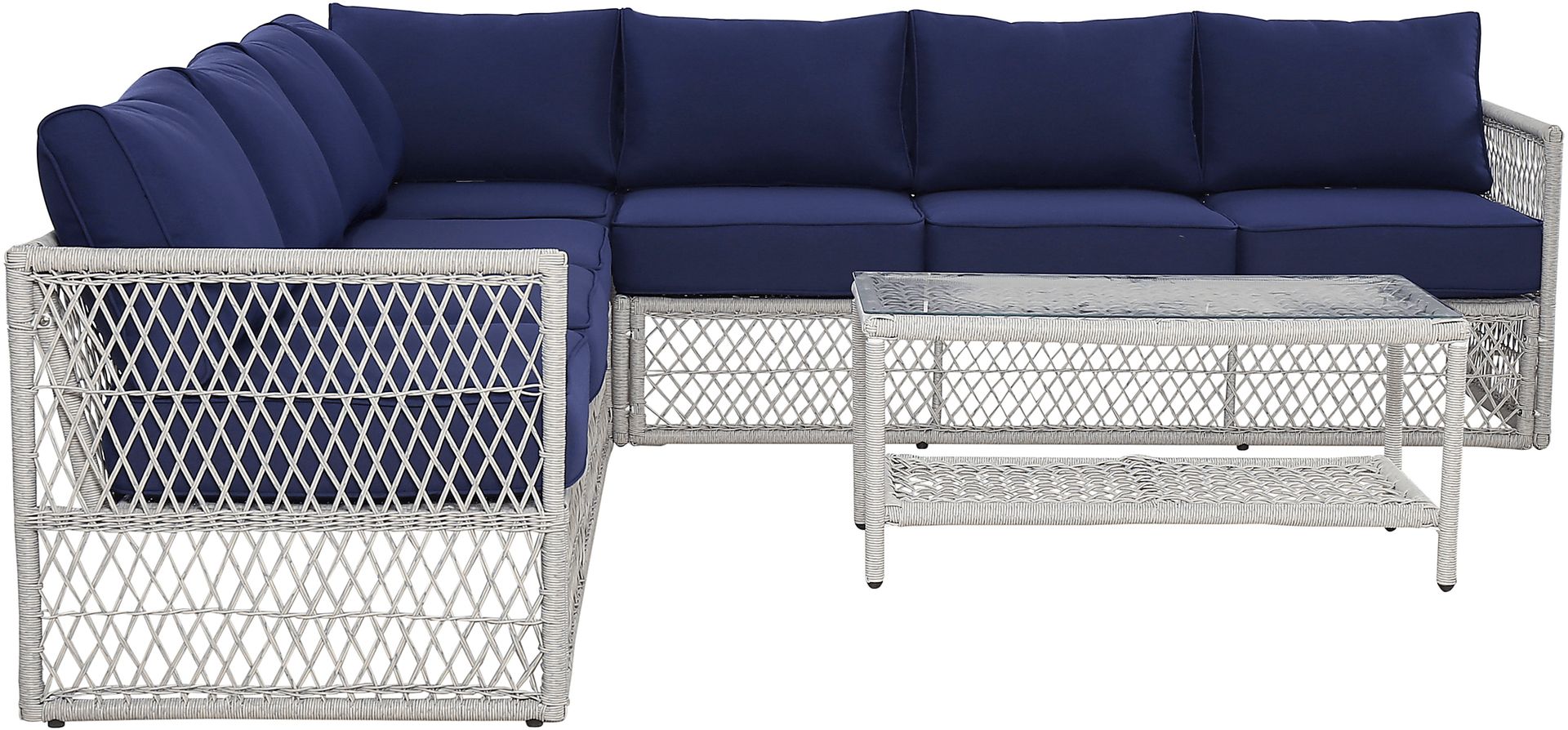 Outdoor Burkholder Blue Sectional and Cocktail Table - Image 6
