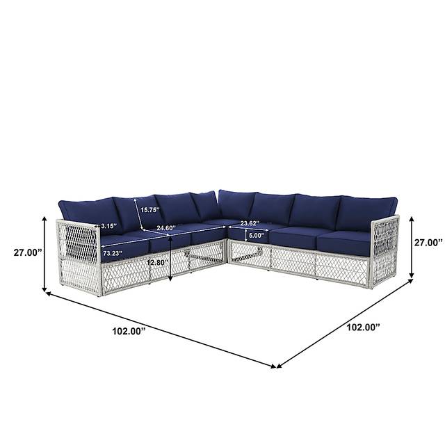 Outdoor Burkholder Blue Sectional and Cocktail Table - Thumbnail - Image 8