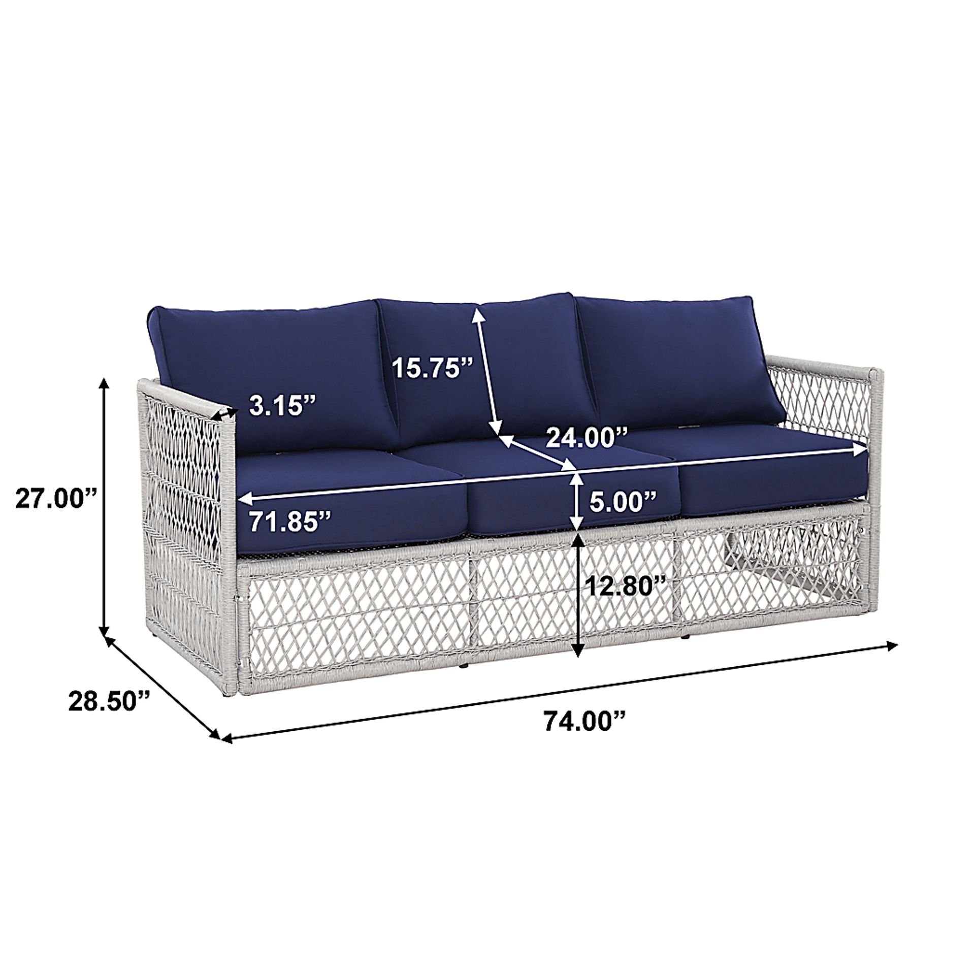 Outdoor Burkholder Blue Sofa - Image 9