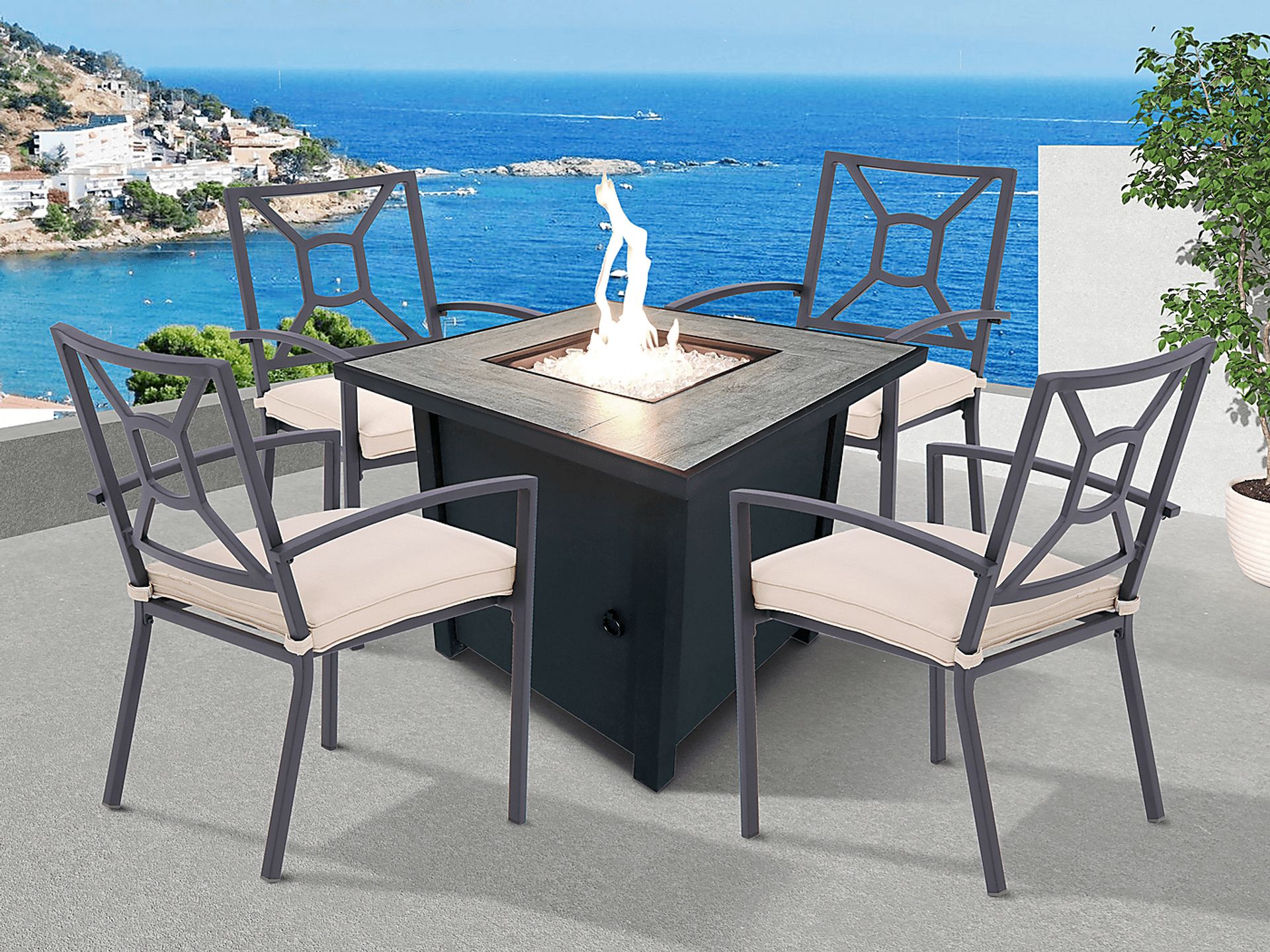 Outdoor Canney Black Gas Fire Pit - Image 2