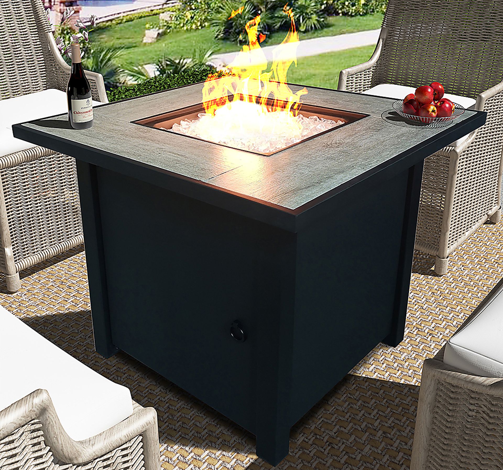 Outdoor Canney Black Gas Fire Pit - Image 4
