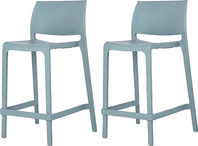 Outdoor Cayetana Blue Counter Stool, Set of 2 - Thumbnail - Image 1