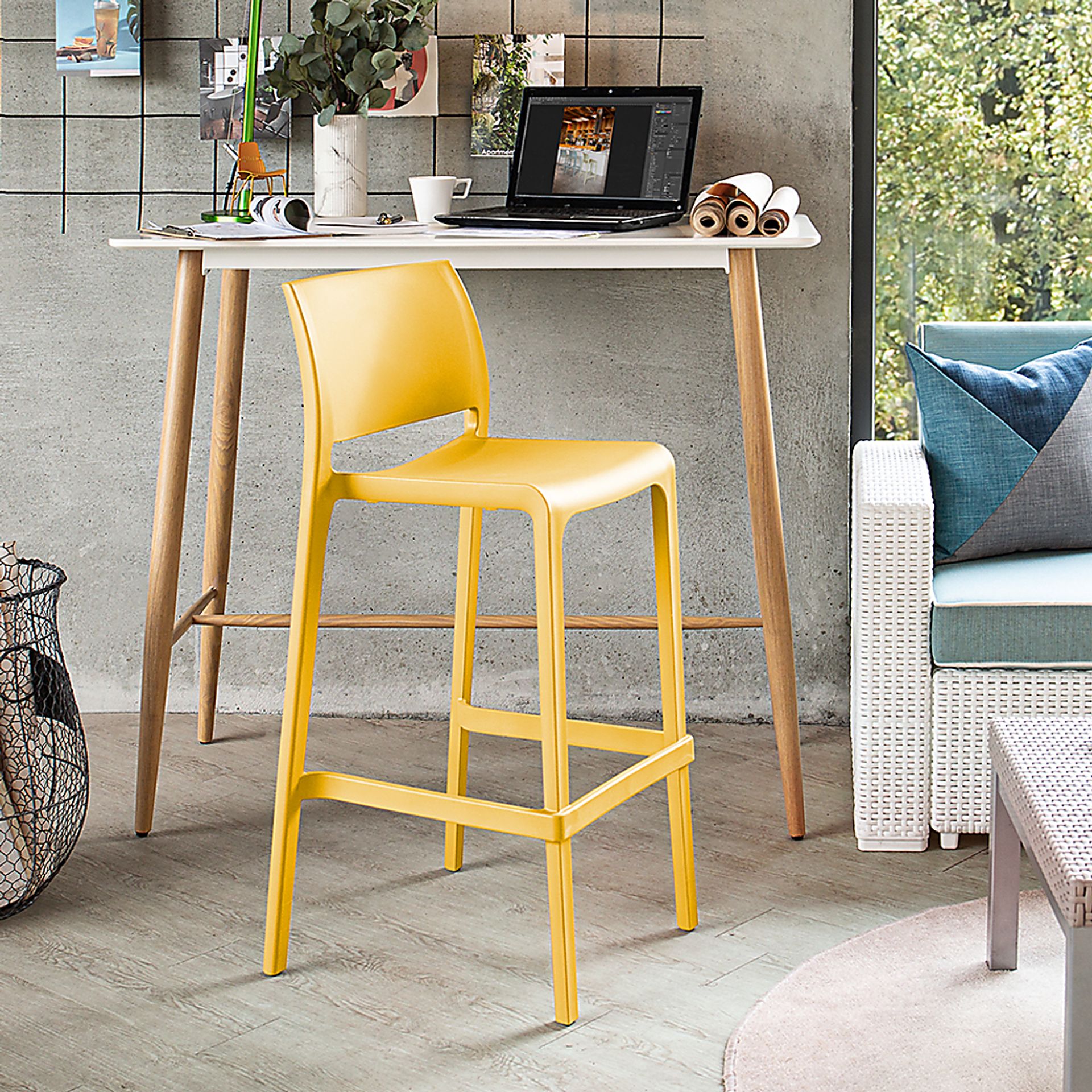 Outdoor Cayetana Gold Barstool, Set of 2 - Image 3