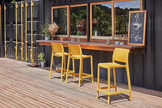 Outdoor Cayetana Gold Counter Stool, Set of 2 - Thumbnail - Image 2