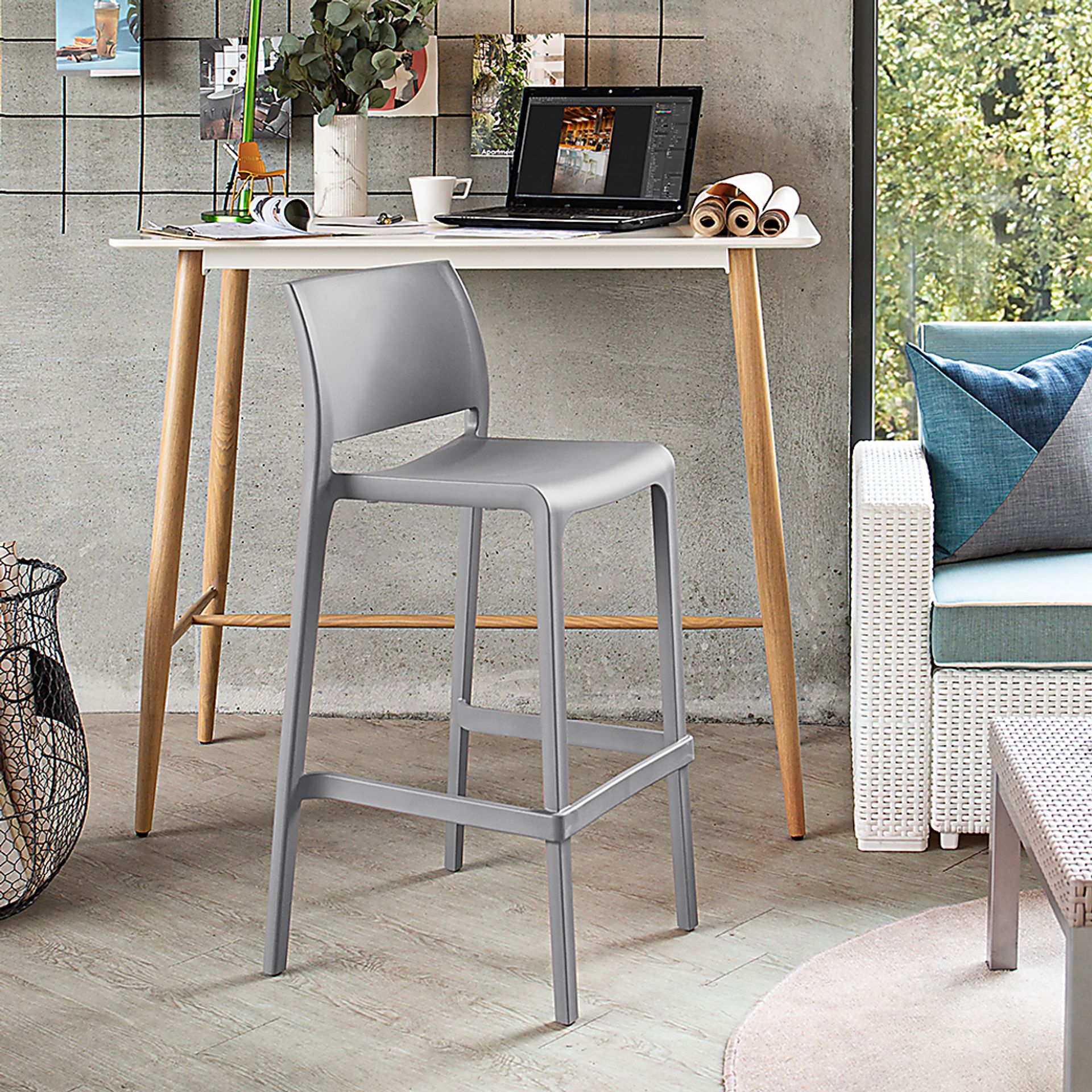 Outdoor Cayetana Gray Barstool, Set of 2 - Image 3