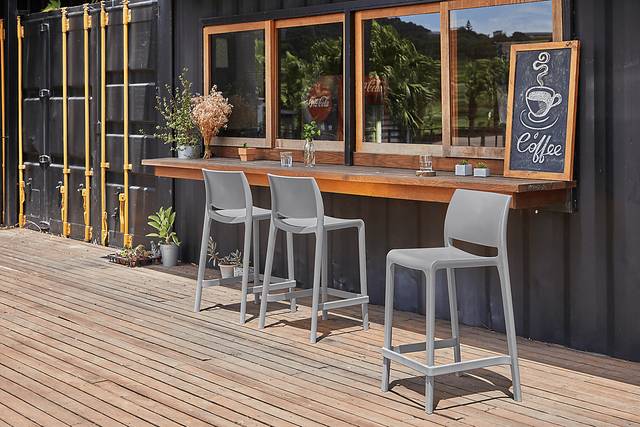 Outdoor Cayetana Gray Counter Stool, Set of 2 - Thumbnail - Image 2