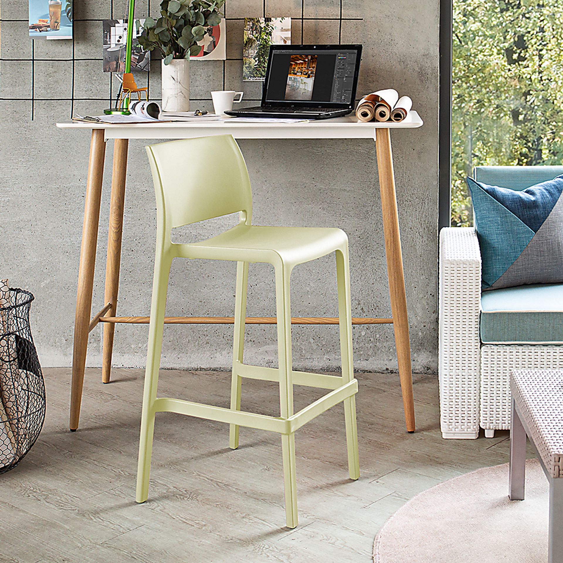 Outdoor Cayetana Green Barstool, Set of 2 - Image 3