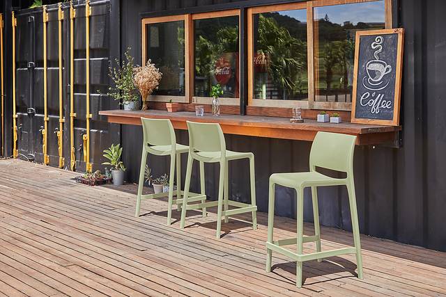Outdoor Cayetana Green Counter Stool, Set of 2 - Thumbnail - Image 2