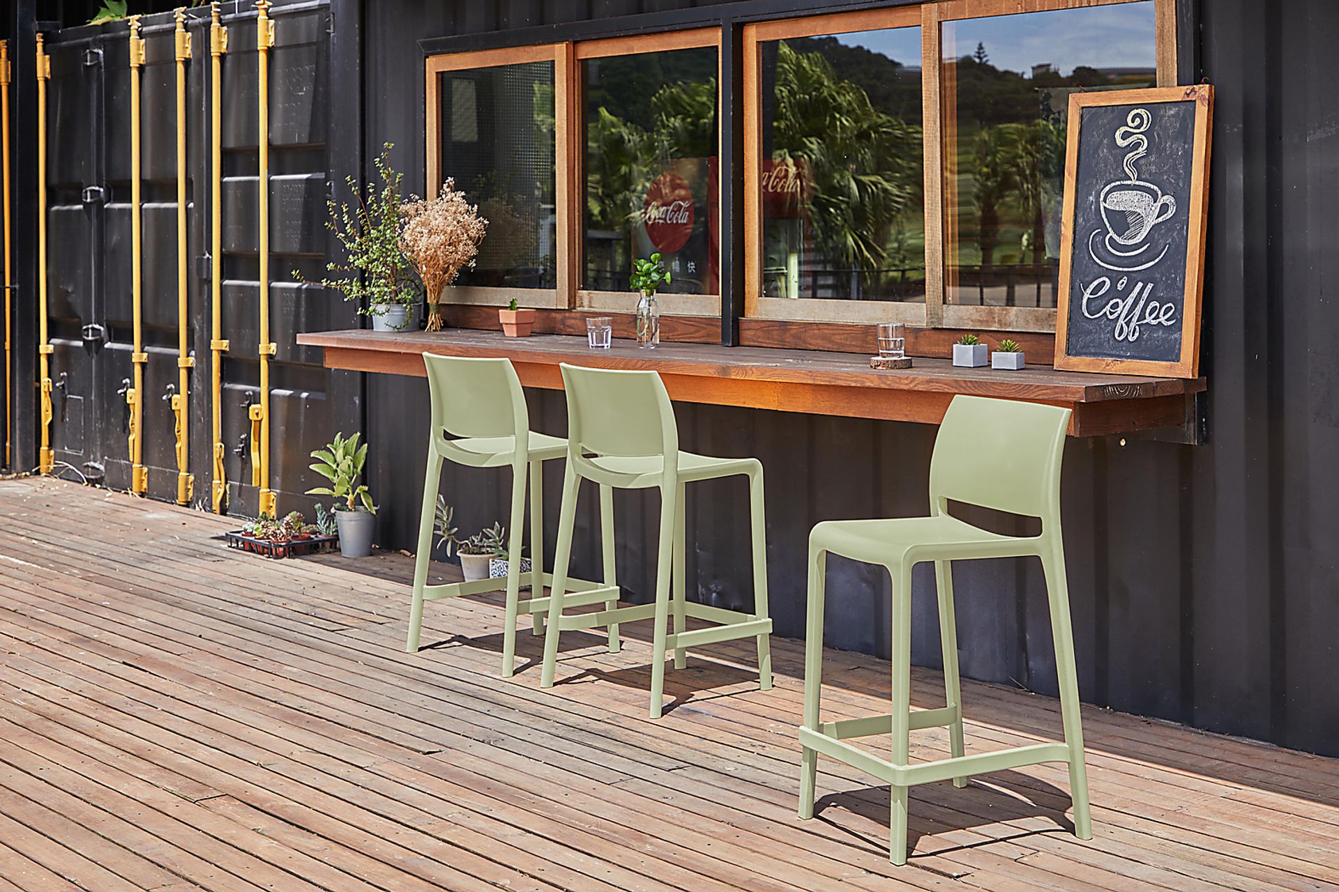 Outdoor Cayetana Green Counter Stool, Set of 2 - Image 2