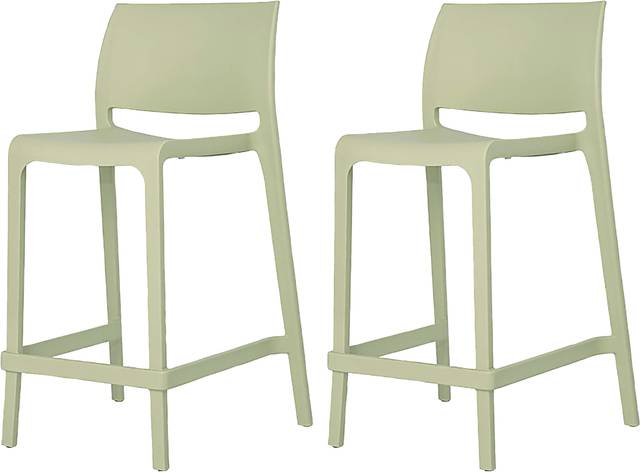 Outdoor Cayetana Green Counter Stool, Set of 2 - Thumbnail - Image 1