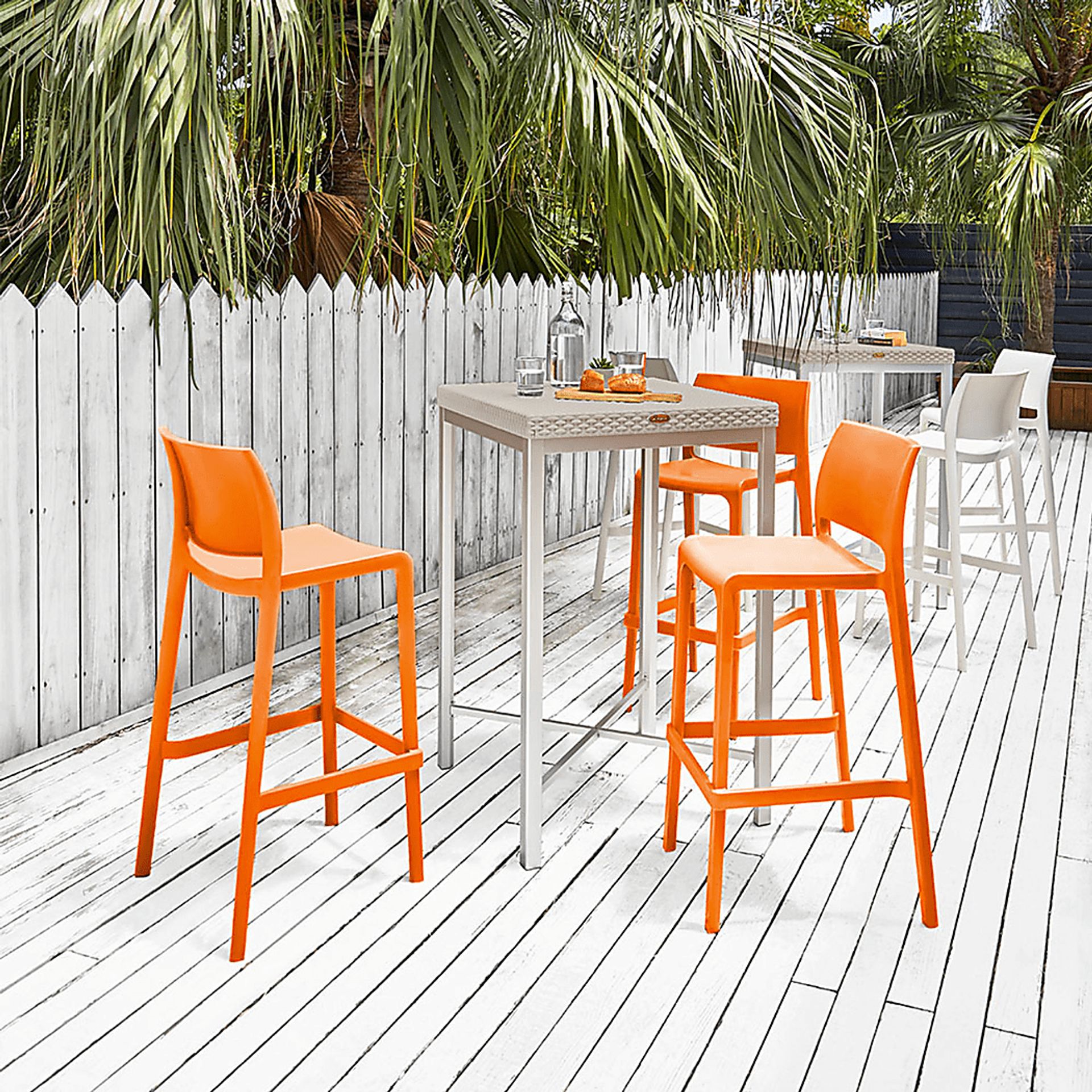 Outdoor Cayetana Orange Barstool, Set of 2 - Image 2