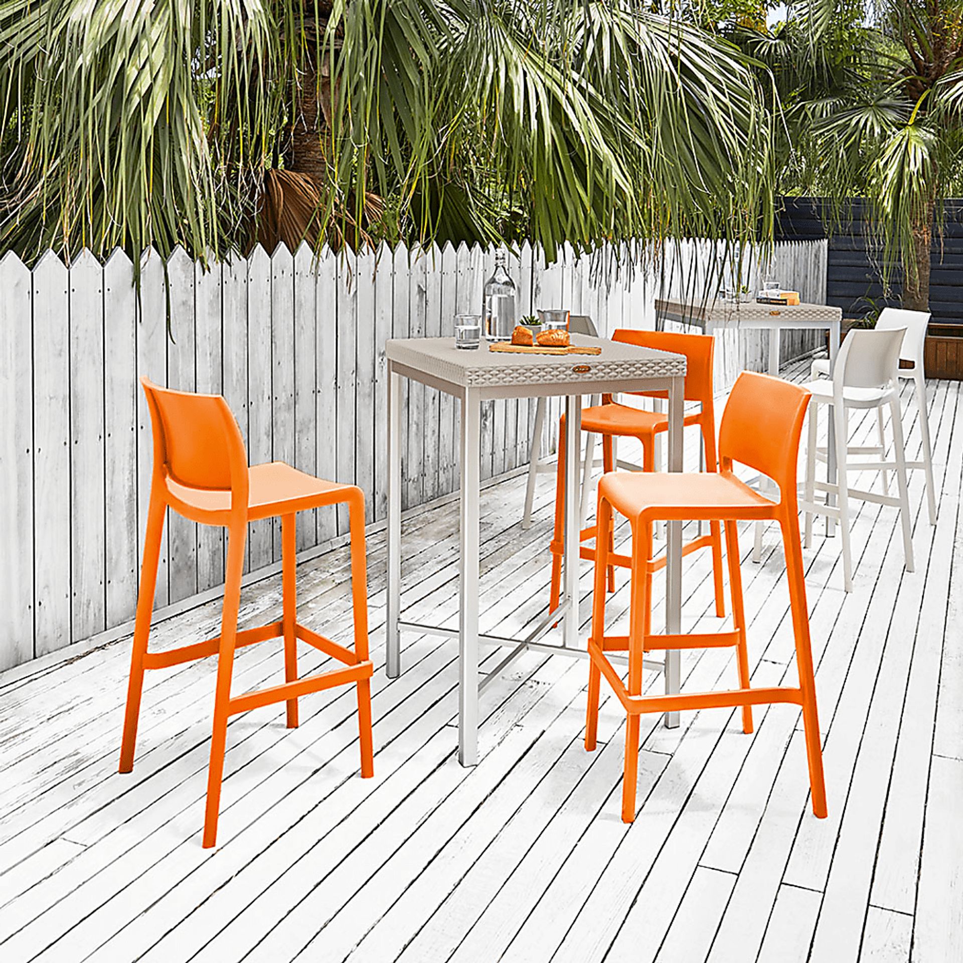Outdoor Cayetana Orange Barstool, Set of 2 - Image 2