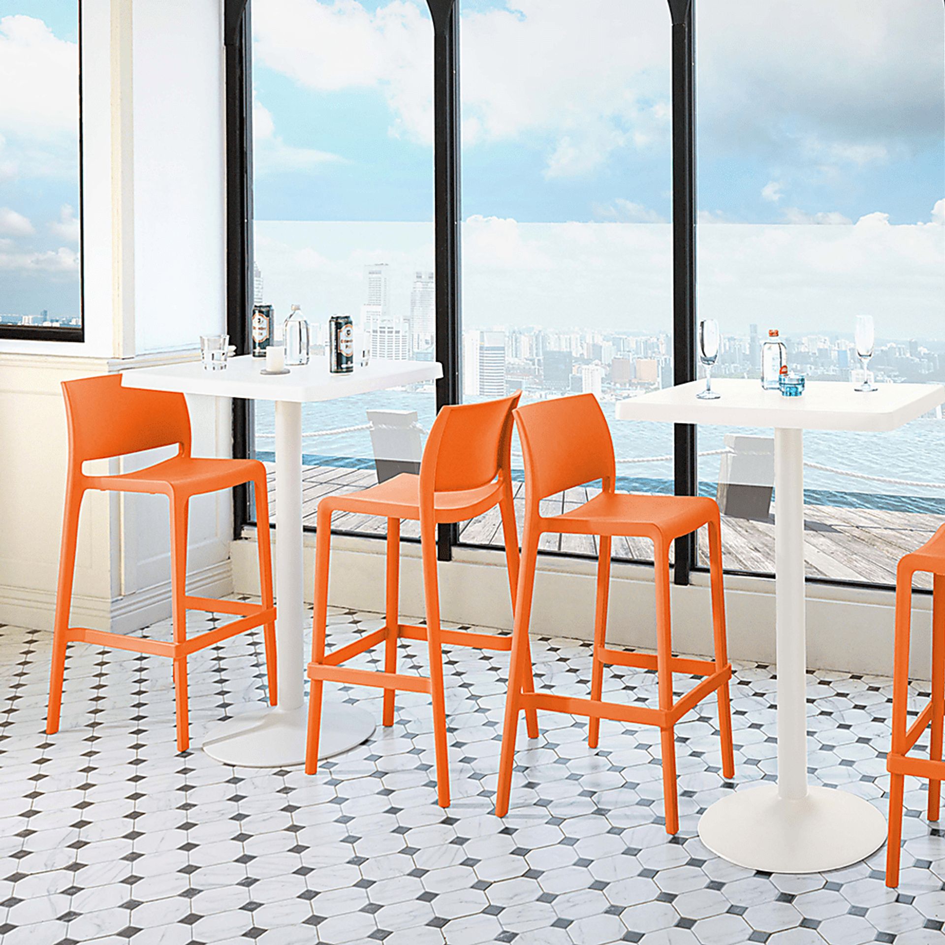 Outdoor Cayetana Orange Barstool, Set of 2 - Image 4