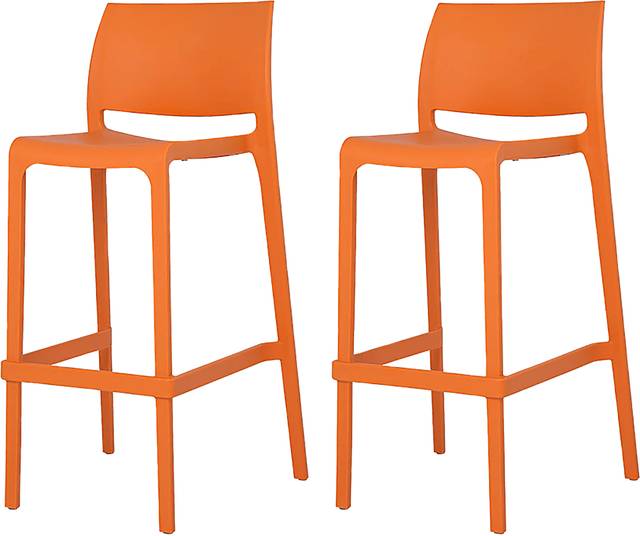 Outdoor Cayetana Orange Barstool, Set of 2 - Thumbnail - Image 1