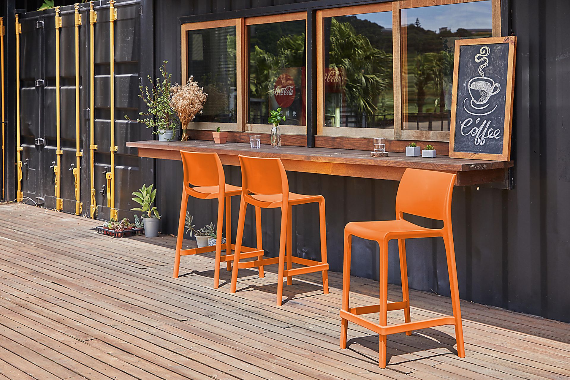 Outdoor Cayetana Orange Counter Stool, Set of 2 - Image 2