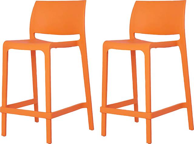 Outdoor Cayetana Orange Counter Stool, Set of 2 - Thumbnail - Image 1