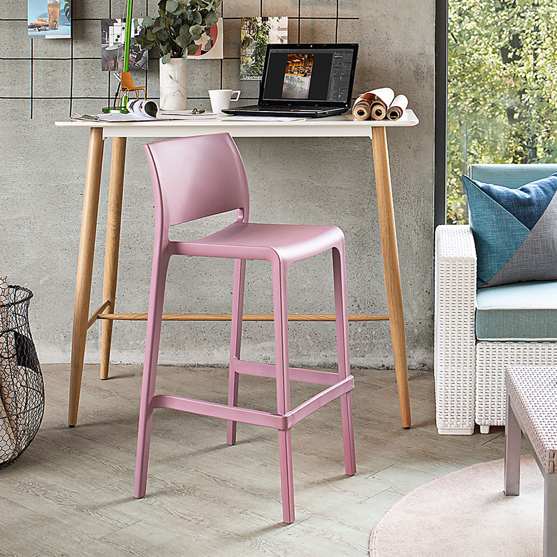 Outdoor Cayetana Purple Barstool, Set of 2 - Image 3