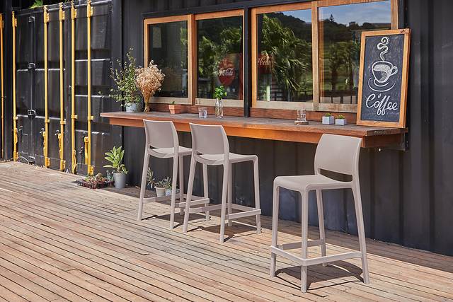 Outdoor Cayetana Taupe Counter Stool, Set of 2 - Thumbnail - Image 2