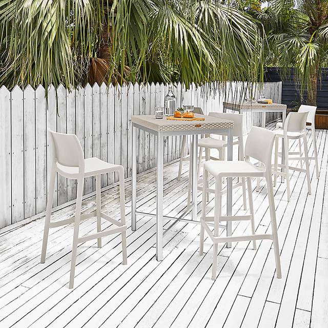 Outdoor Cayetana White Barstool, Set of 2 - Thumbnail - Image 2