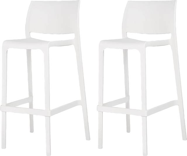 Outdoor Cayetana White Barstool, Set of 2 - Thumbnail - Image 1