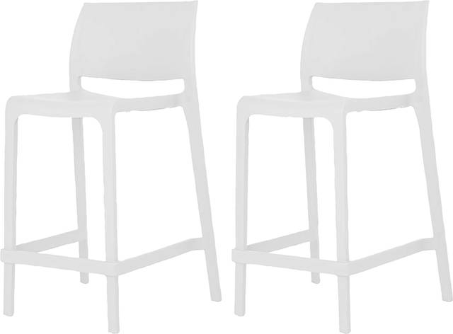 Outdoor Cayetana White Counter Stool, Set of 2 - Thumbnail - Image 1