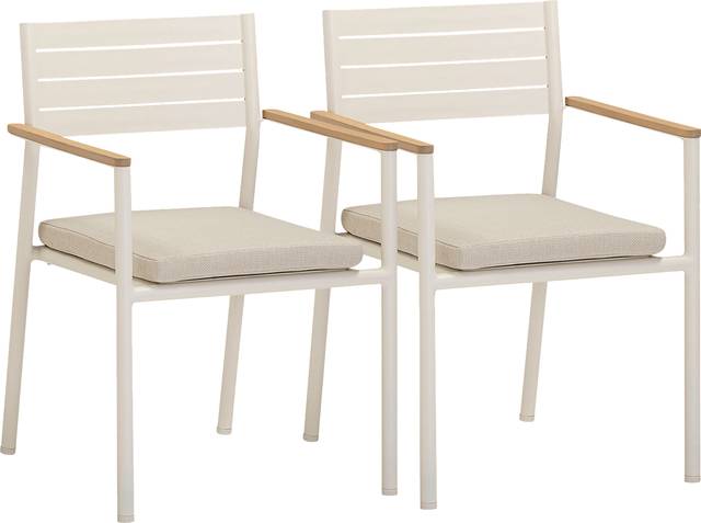 Outdoor Ceasarts Cream Dining Chair, Set of 2 - Thumbnail - Image 1