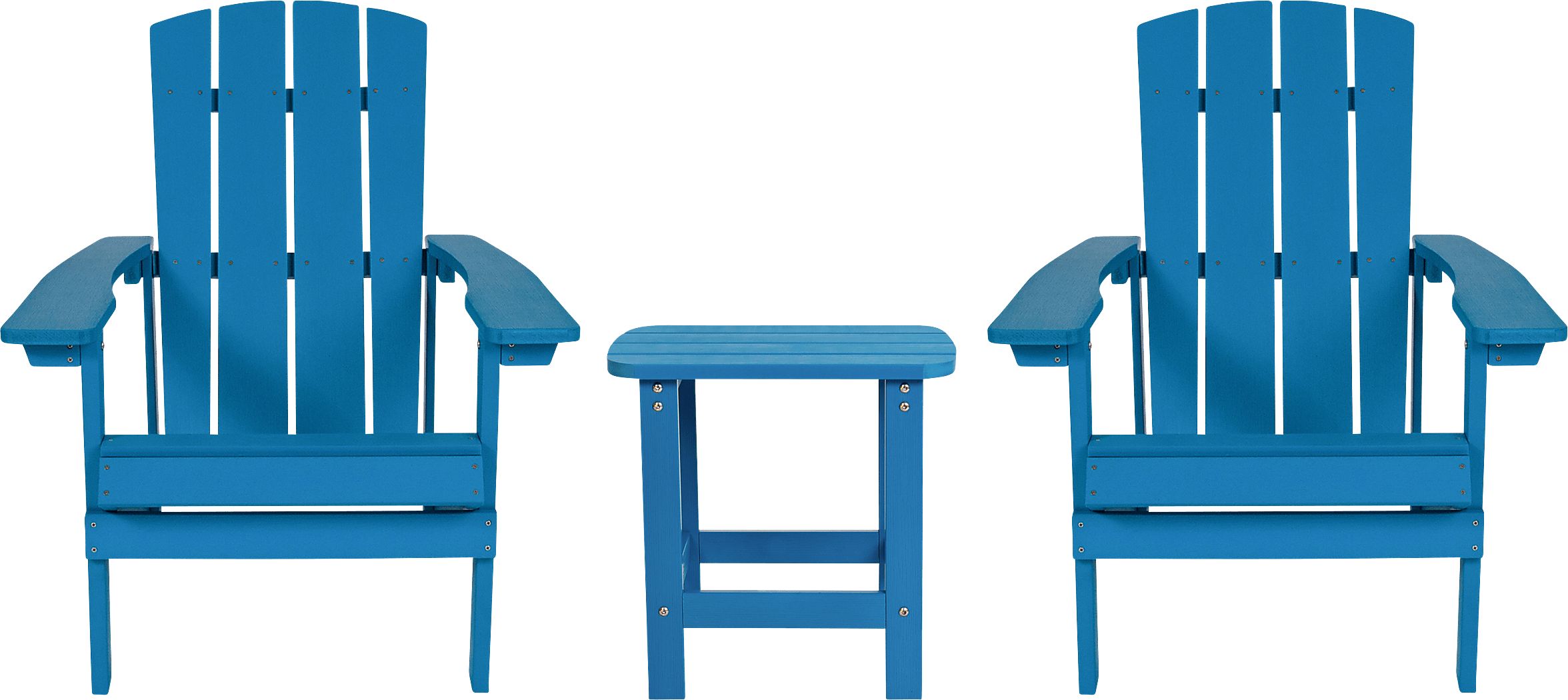 Outdoor Charleslynn Blue Adirondack Chairs and Side Table Rooms To Go