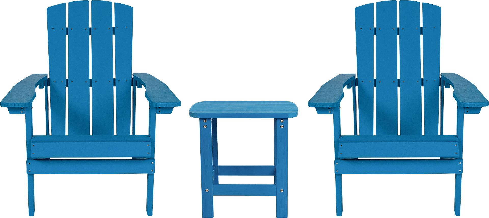 Outdoor Charleslynn Blue Adirondack Chairs and Side Table - Image 1