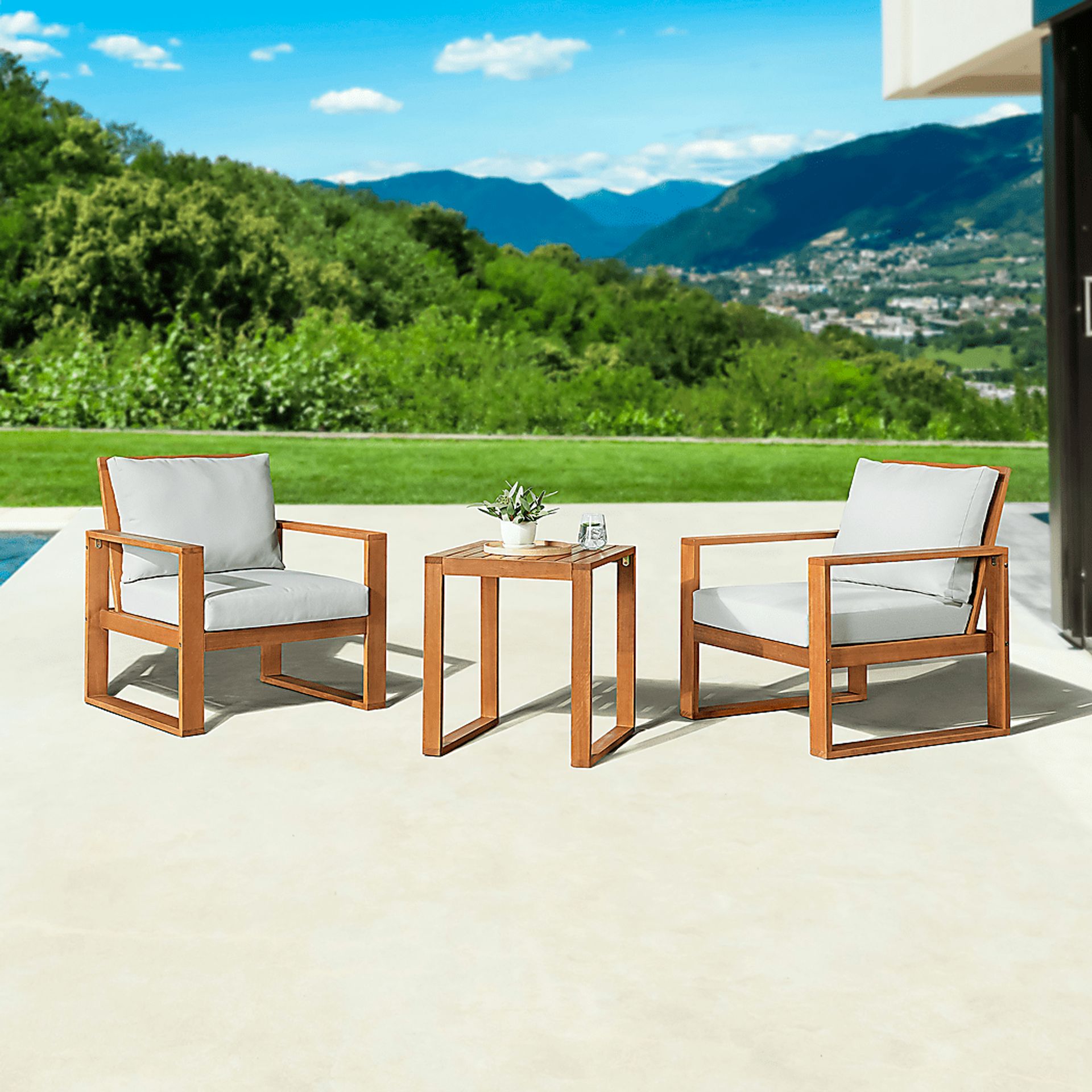 Outdoor Charlois Brown 3pc Seating Set - Image 2