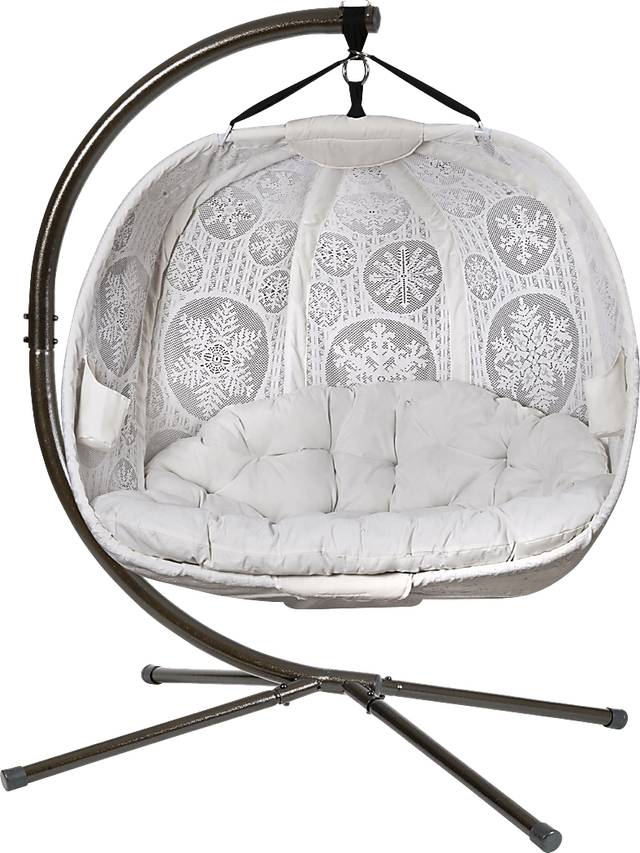 Outdoor Chicora White Hanging Loveseat - Thumbnail - Image 1