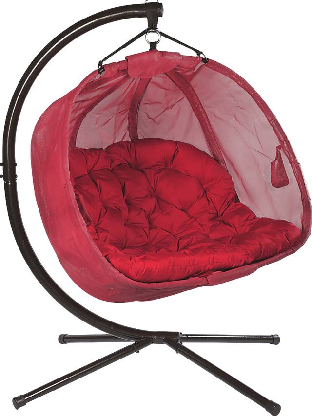 Outdoor Cityfront Red Hanging Loveseat - Thumbnail - Image 2