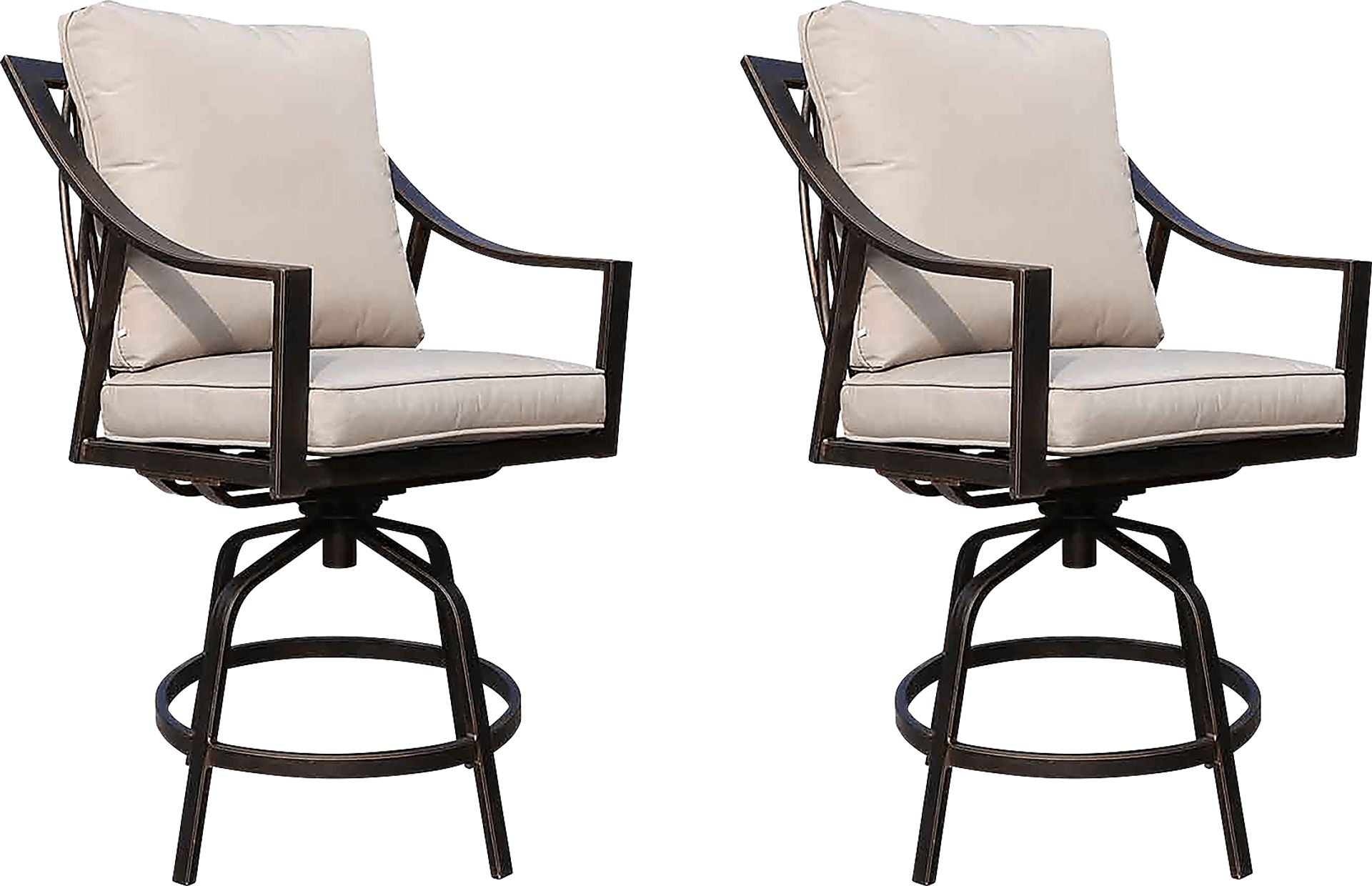 Outdoor Corentin Taupe Swivel Barstool, Set of 2 - Image 1