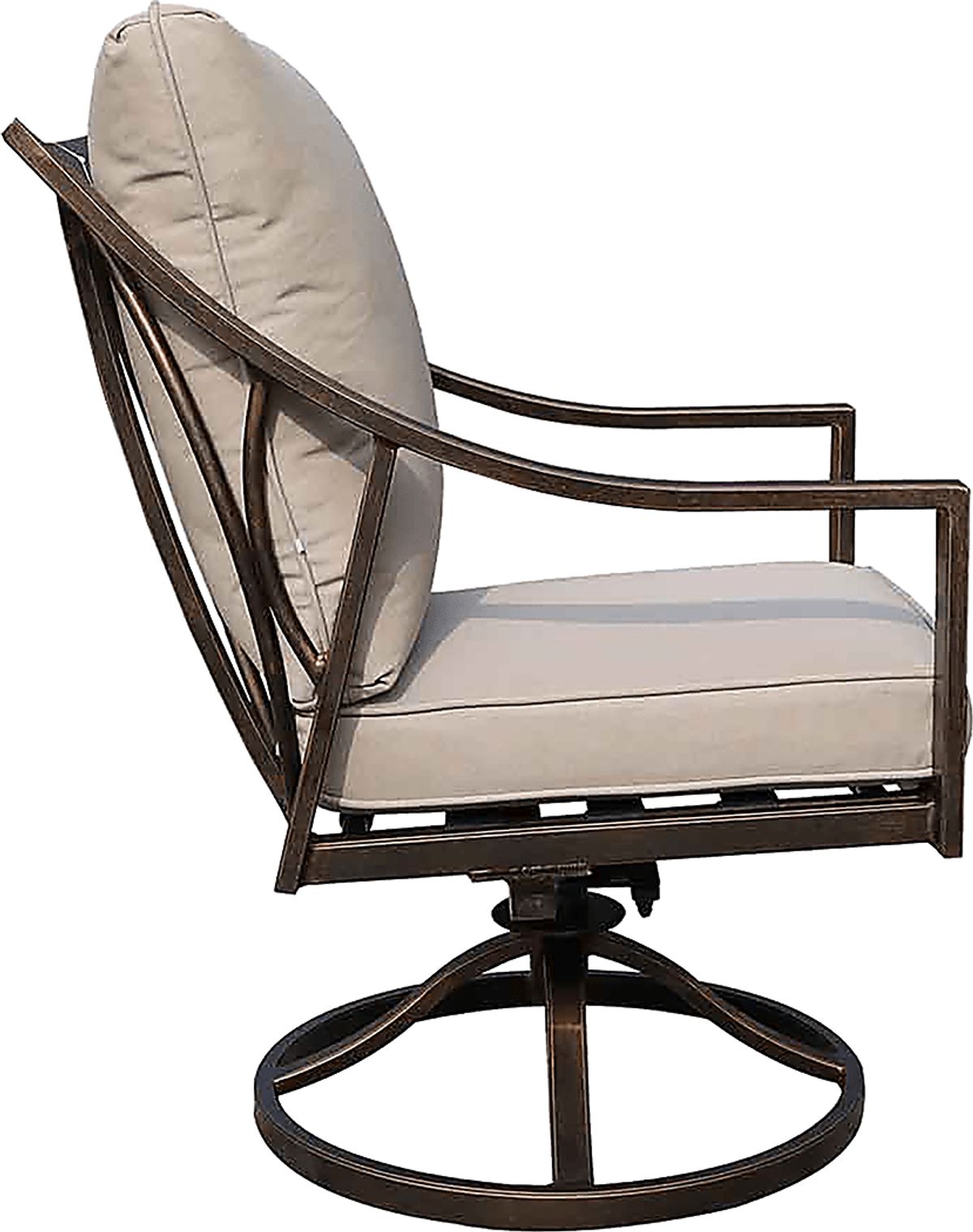 Contemporary Off White Taupe Swivel Recliner and Ottoman Set