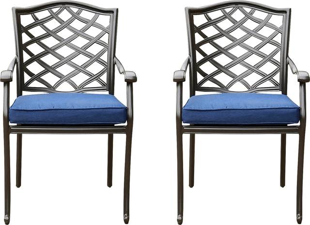 Outdoor Cyrielle I Blue Side Chair, Set of 2 - Thumbnail - Image 1