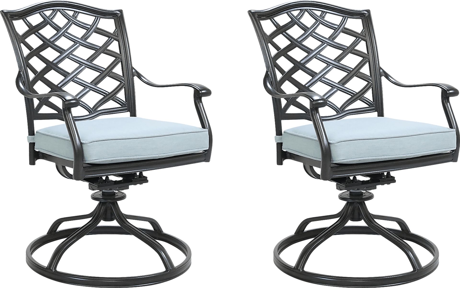 Outdoor Cyrielle II Light Blue Swivel Side Chair, Set of 2 - Image 1