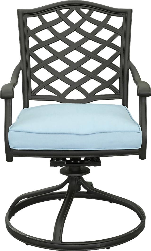 Outdoor Cyrielle II Light Blue Swivel Side Chair, Set of 2 - Thumbnail - Image 2