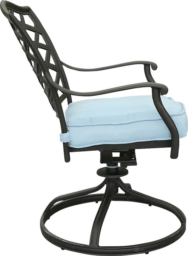 Outdoor Cyrielle II Light Blue Swivel Side Chair, Set of 2 - Thumbnail - Image 3