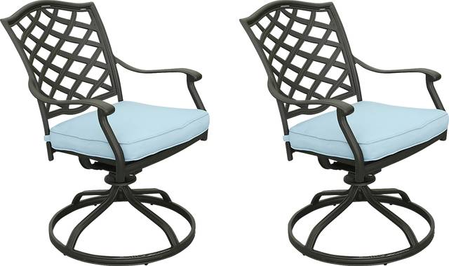 Outdoor Cyrielle II Light Blue Swivel Side Chair, Set of 2 - Thumbnail - Image 1