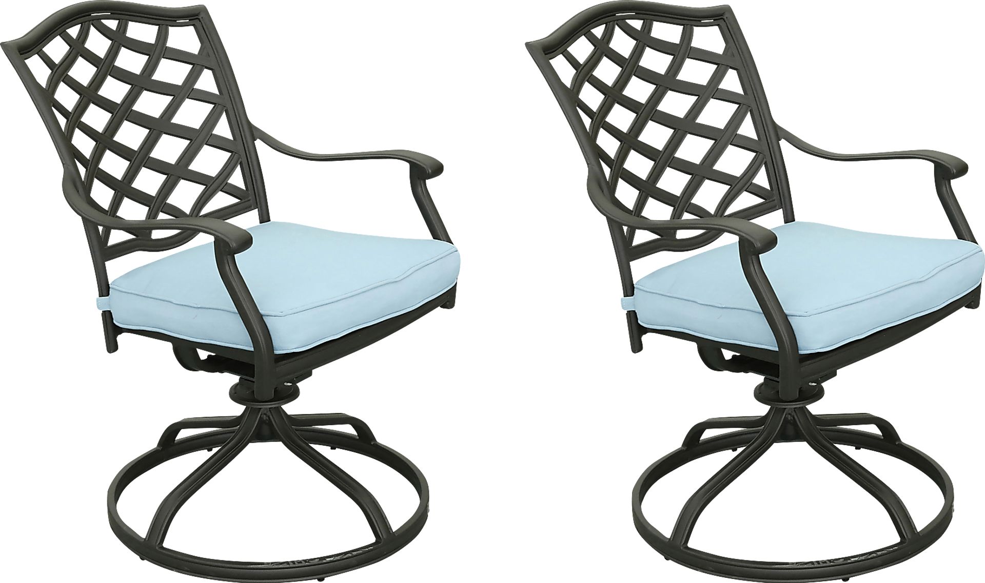 Outdoor Cyrielle II Light Blue Swivel Side Chair, Set of 2 - Image 1