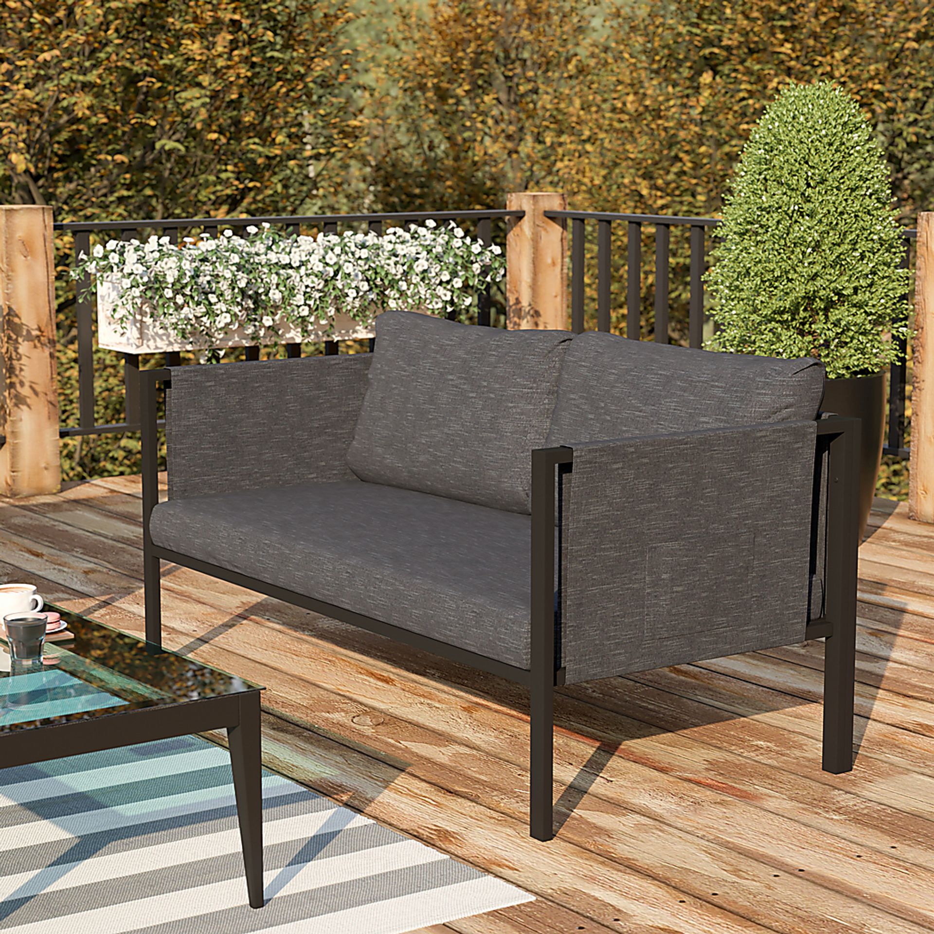 Outdoor Dellanor Charcoal Loveseat - Image 6