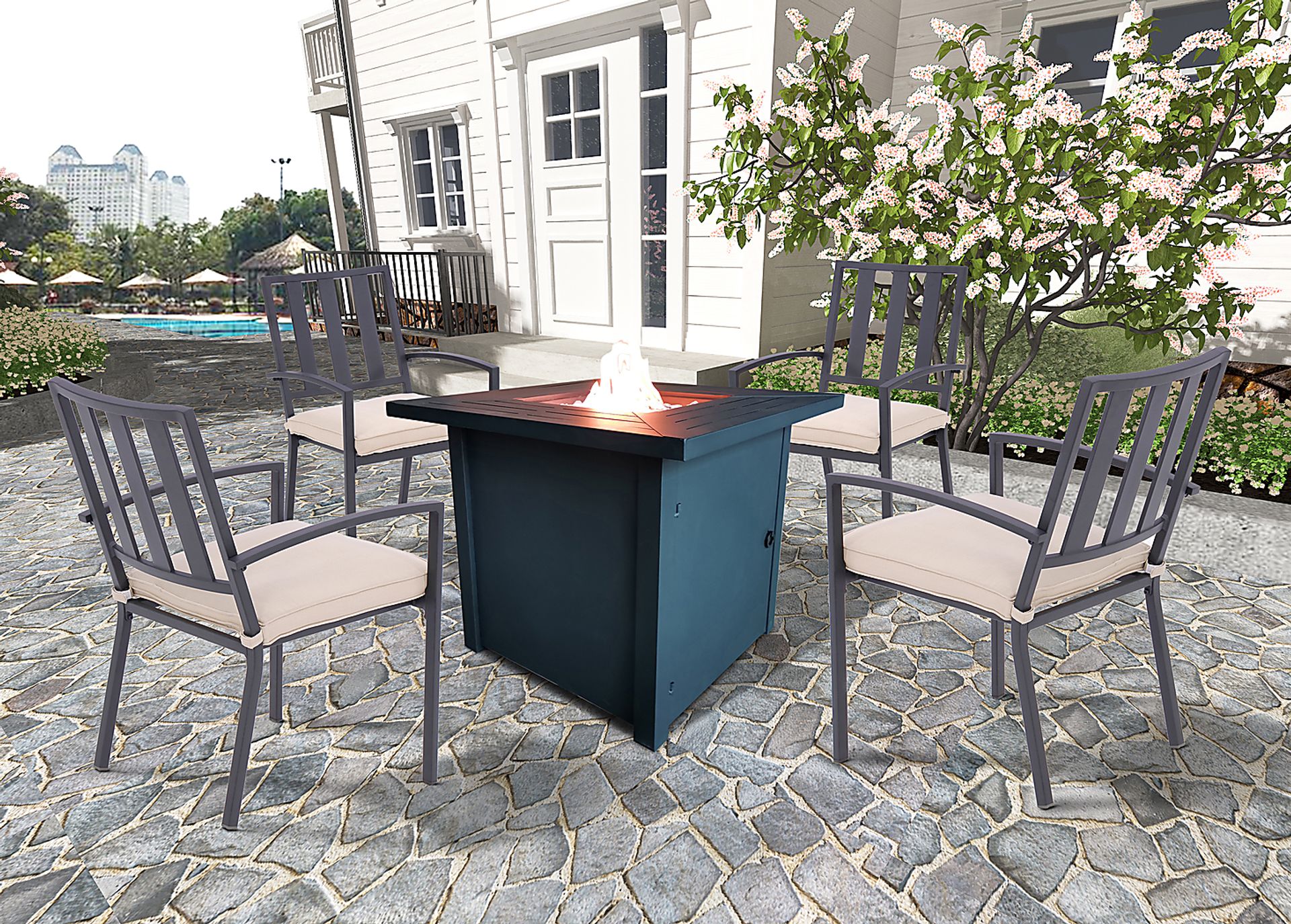 Outdoor Dighton Black Gas Fire Pit - Image 4