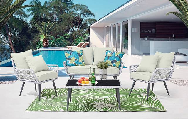 Outdoor Duffieldy Cream 4 Pc Conversation Set - Thumbnail - Image 2