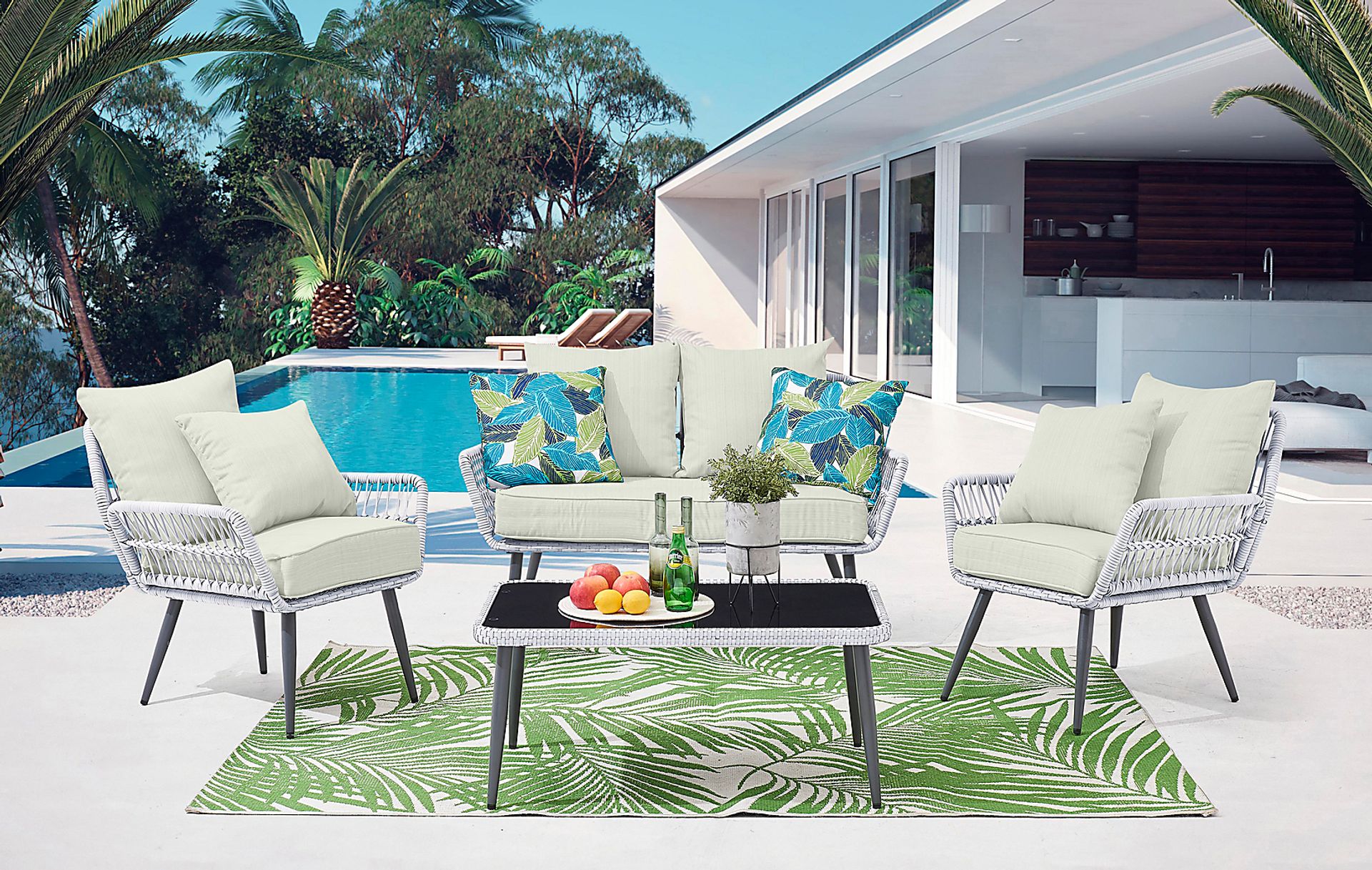 Outdoor Duffieldy Cream 4 Pc Conversation Set - Image 2