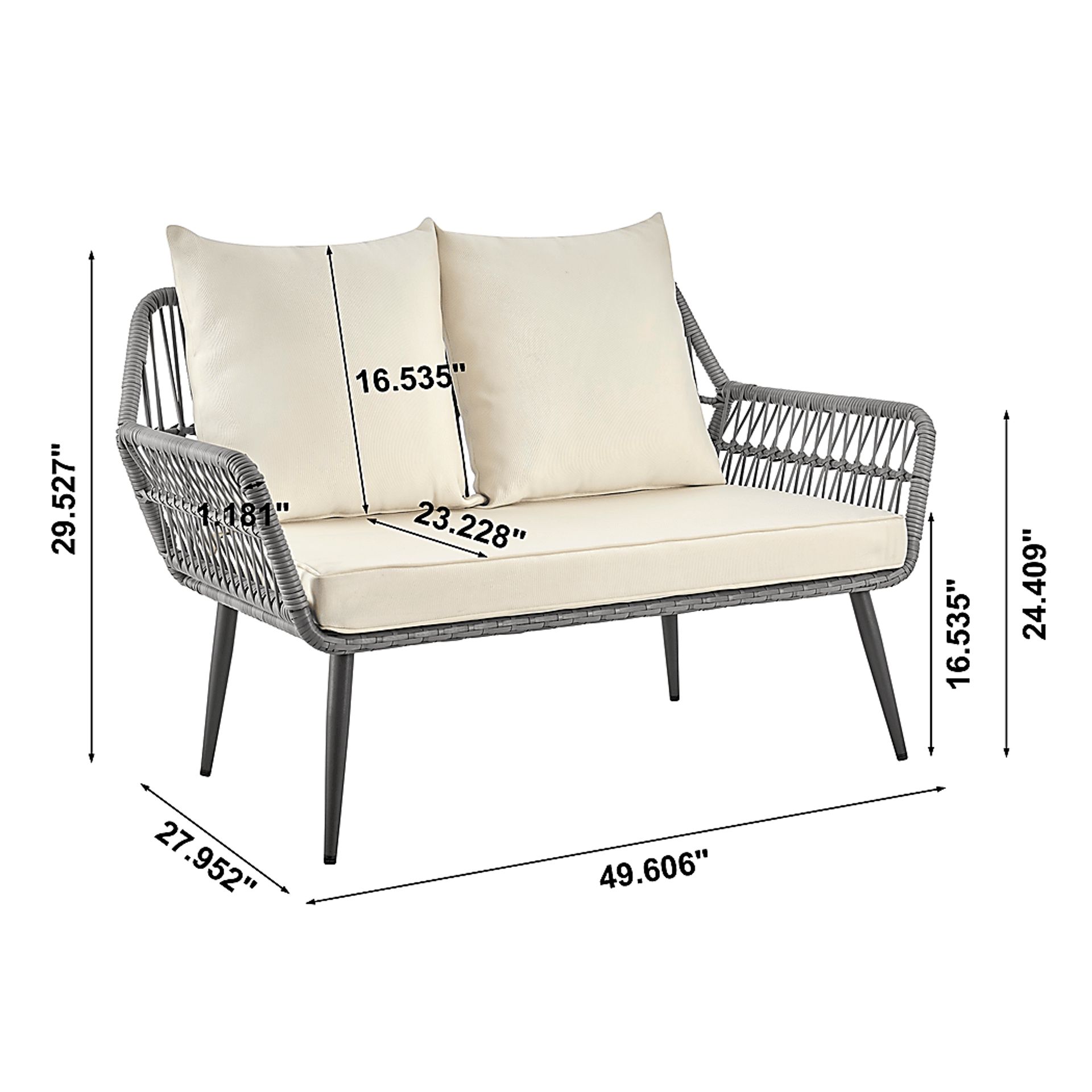 Outdoor Duffieldy Cream 4 Pc Conversation Set - Image 3