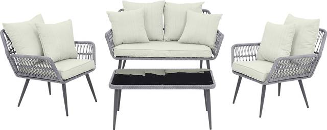 Outdoor Duffieldy Cream 4 Pc Conversation Set - Thumbnail - Image 1